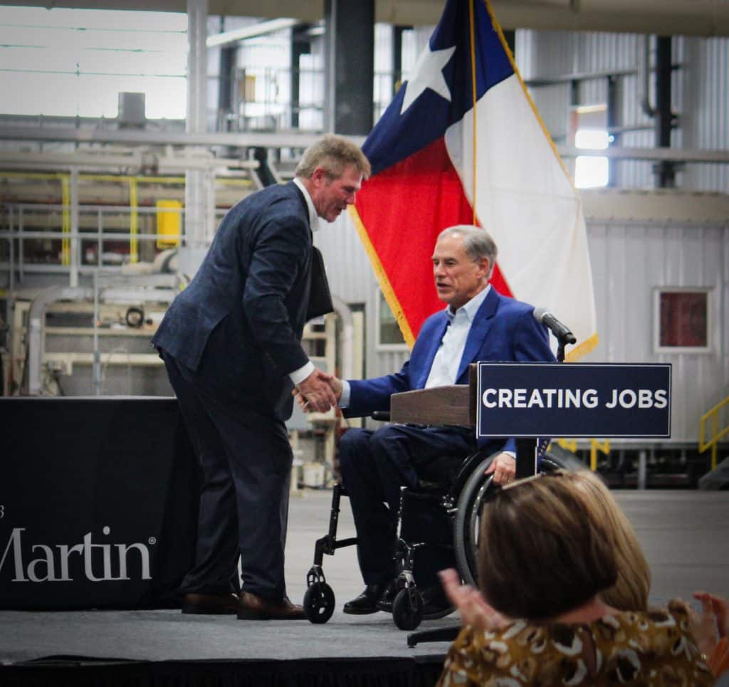 Roy Martin greets Texas Governor Abbott